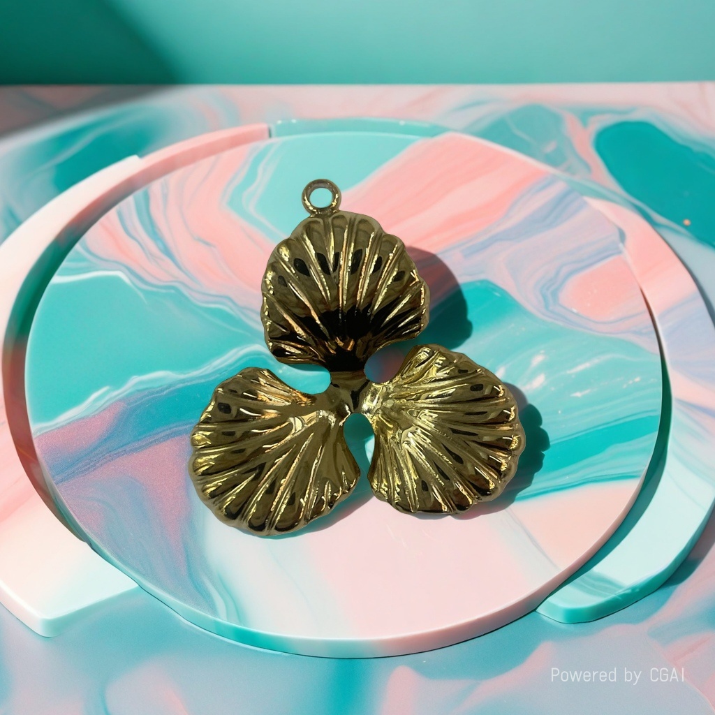 European-american style stainless steel gold ring, retro-style large flower oval carved three-petal flower square layer jewelry accessory Specification image