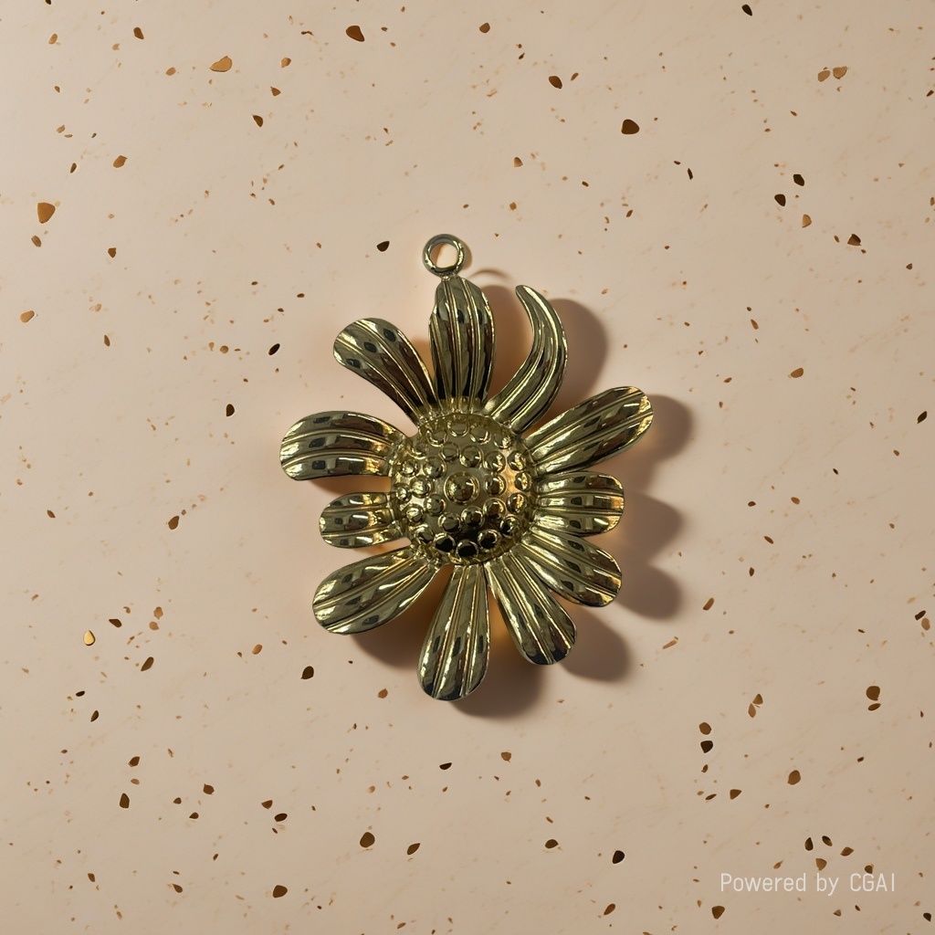 Silver and gold flower pendant necklace accessory, gold jewelry accessory