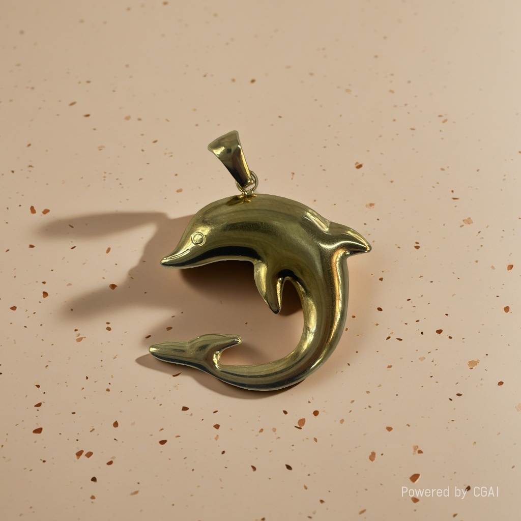 Golden dolphin bell pendant, jewelry accessory, pendant necklace details Picture