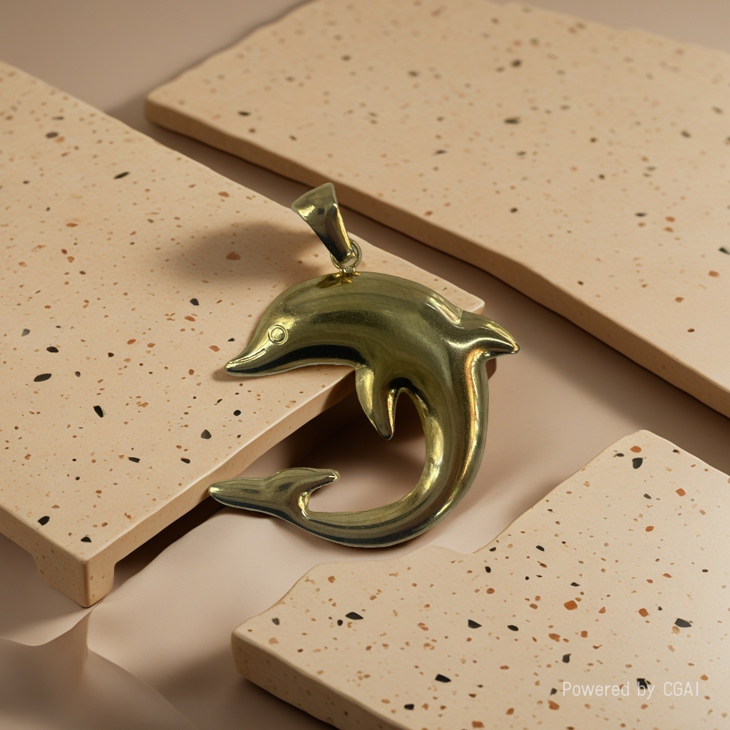 Golden dolphin bell pendant, jewelry accessory, pendant necklace Application Scenario