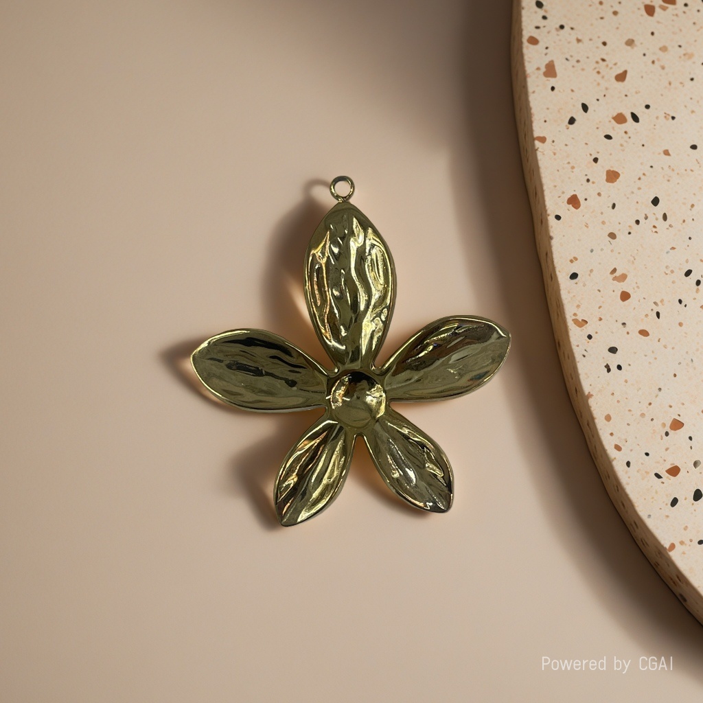 The golden flower pendant necklace accessory is fashionable, versatile and features a light luxury style Application Scenario