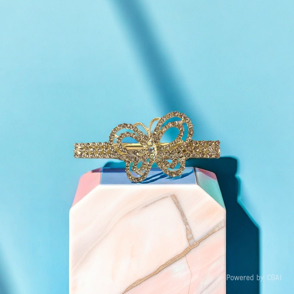 Golden diamond-encrusted bow shell hair band Hanfu hair accessory hair clip Application Scenario