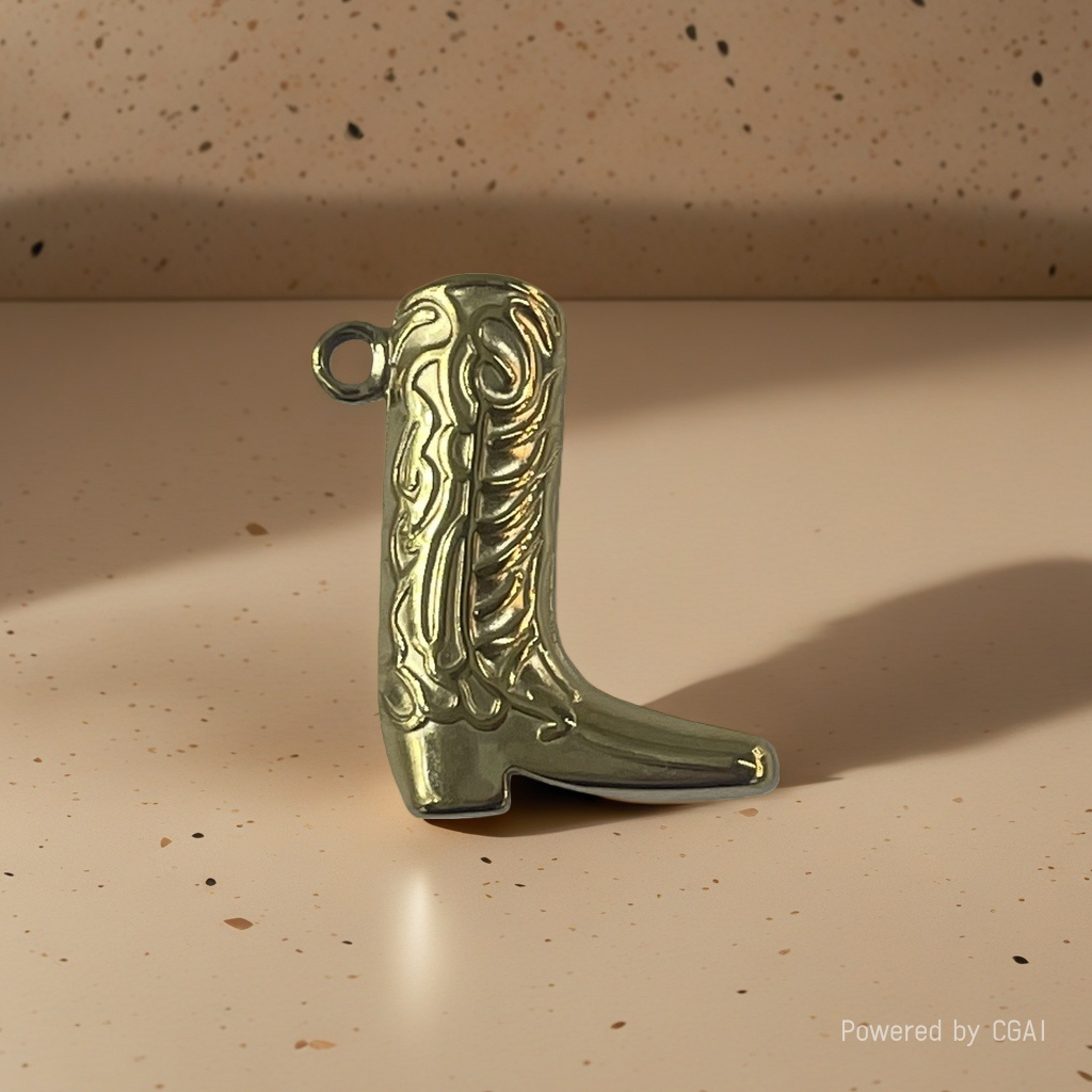 Golden cowboy boot pendant, stainless steel pendant, jewelry necklace, accessories details Picture
