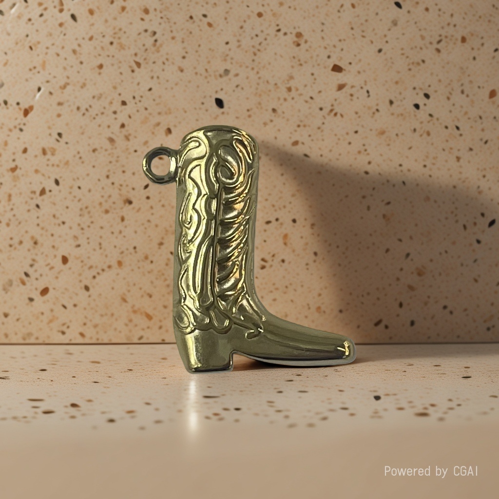 Golden cowboy boot pendant, stainless steel pendant, jewelry necklace, accessories