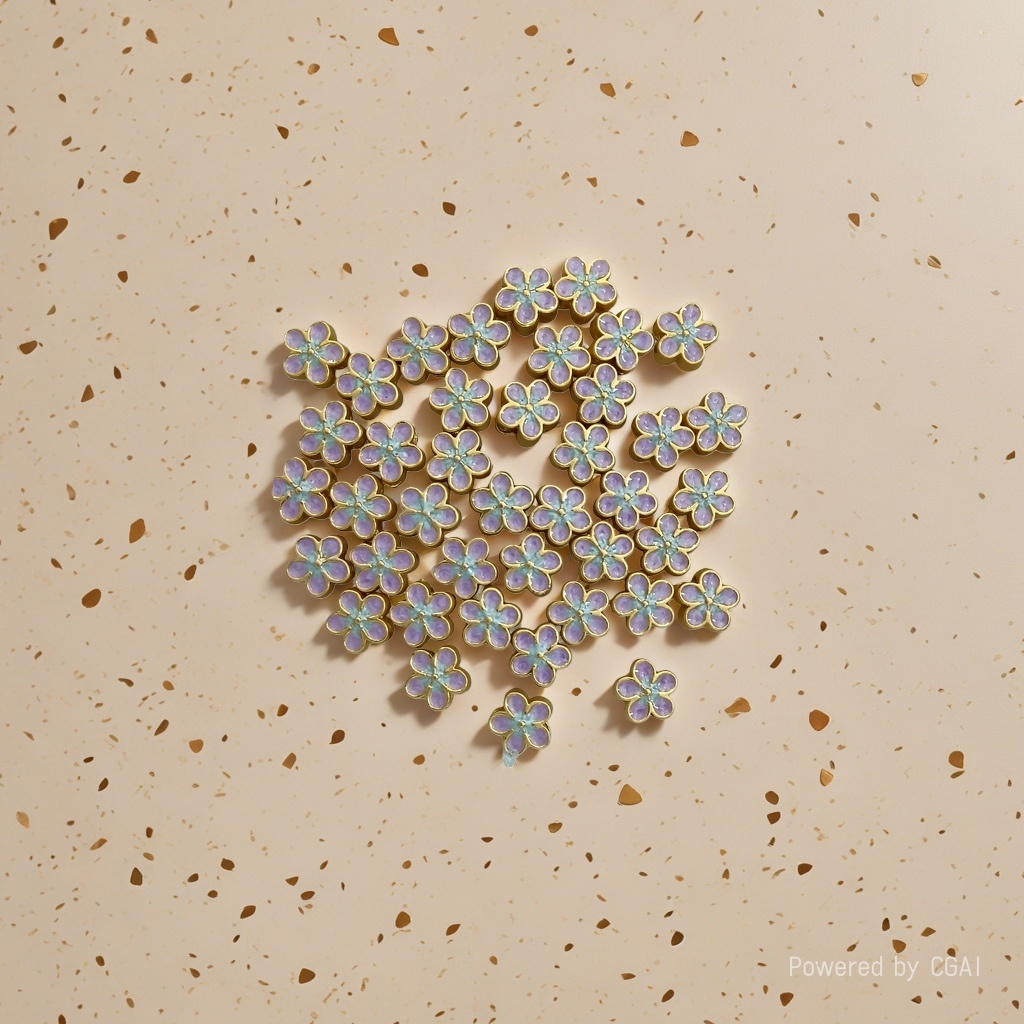 Alloy electrophoretic high-color-retention flower DIY headwear, electroplated dot green small flower multi-hole pendant accessories