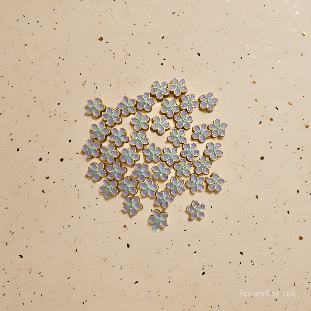 Alloy electrophoretic high-color-retention flower DIY headwear, electroplated dot green small flower multi-hole pendant accessories details Picture