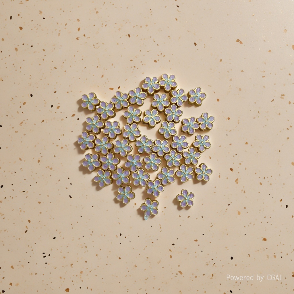 Alloy electrophoretic high-color-retention flower DIY headwear, electroplated dot green small flower multi-hole pendant accessories Specification image