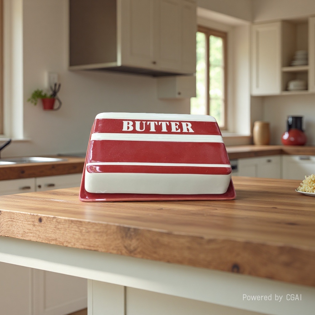 Red ceramic butter box, kitchen ceramic fresh-keeping lunch box, glass, stainless steel and plastic multi-purpose lunch box Specification image