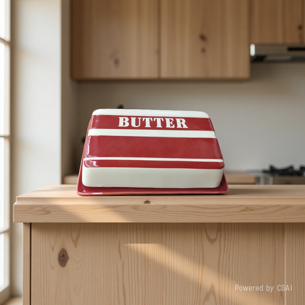 Red ceramic butter box, kitchen ceramic fresh-keeping lunch box, glass, stainless steel and plastic multi-purpose lunch box