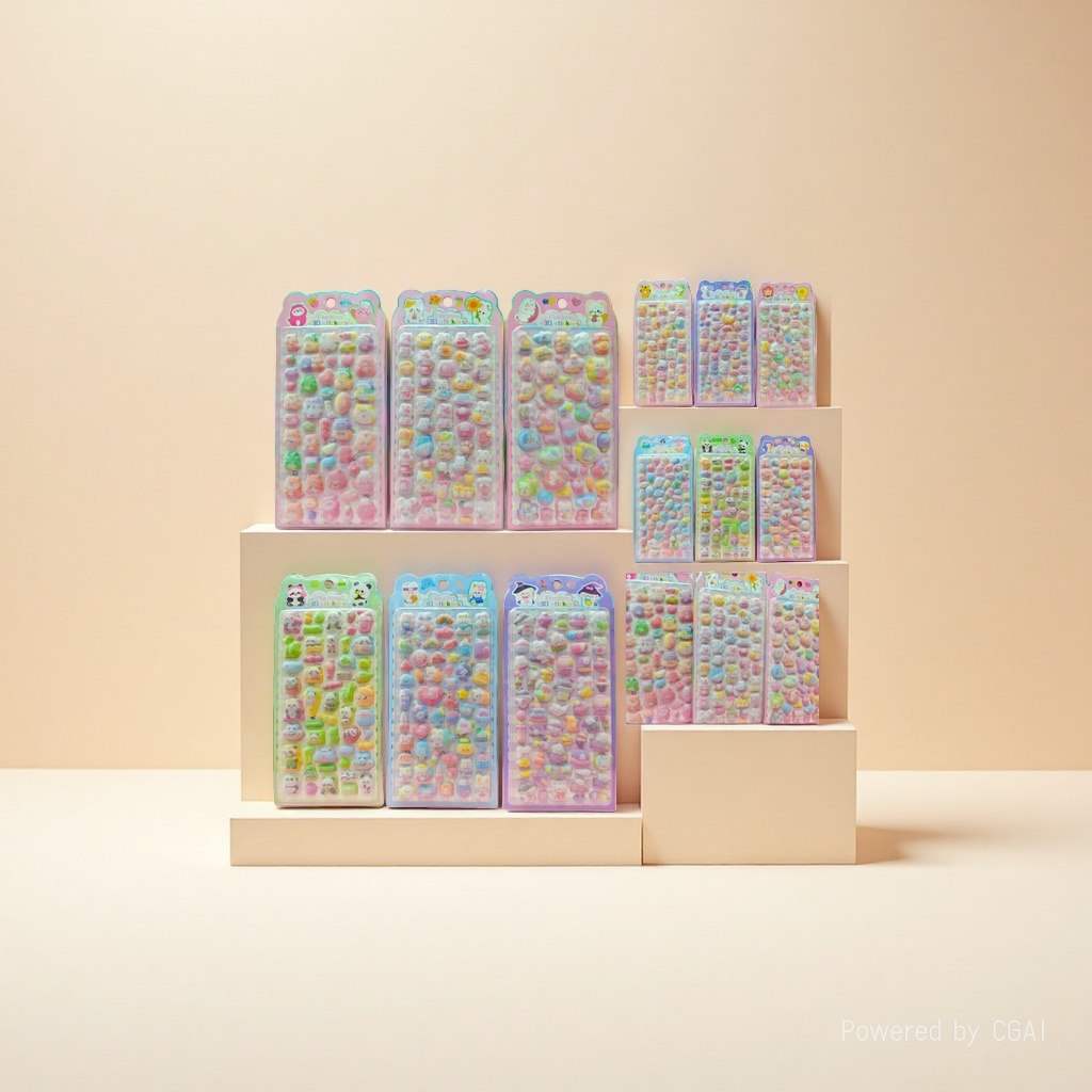 JP-E embossed flocked Sticker Set, Hongxing Sticker Paper