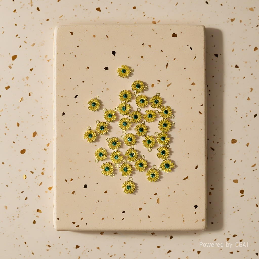 Gold DIY jewelry accessories, oil-dripping daisies, chrysanthemums, sunflowers, pendants, necklaces, earrings and other accessories