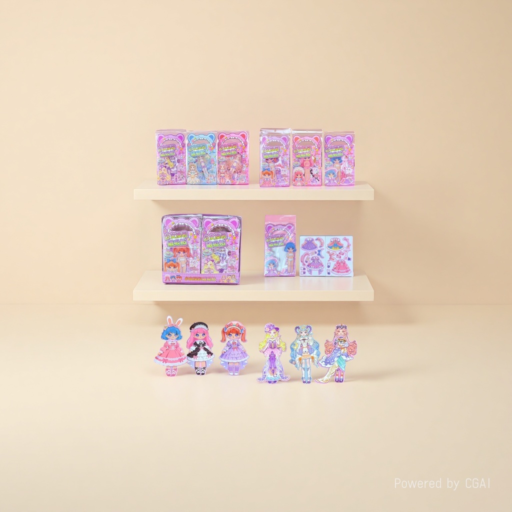 A girl's costume magnetic sticker cartoon girl Hongxing sticker paper Specification image