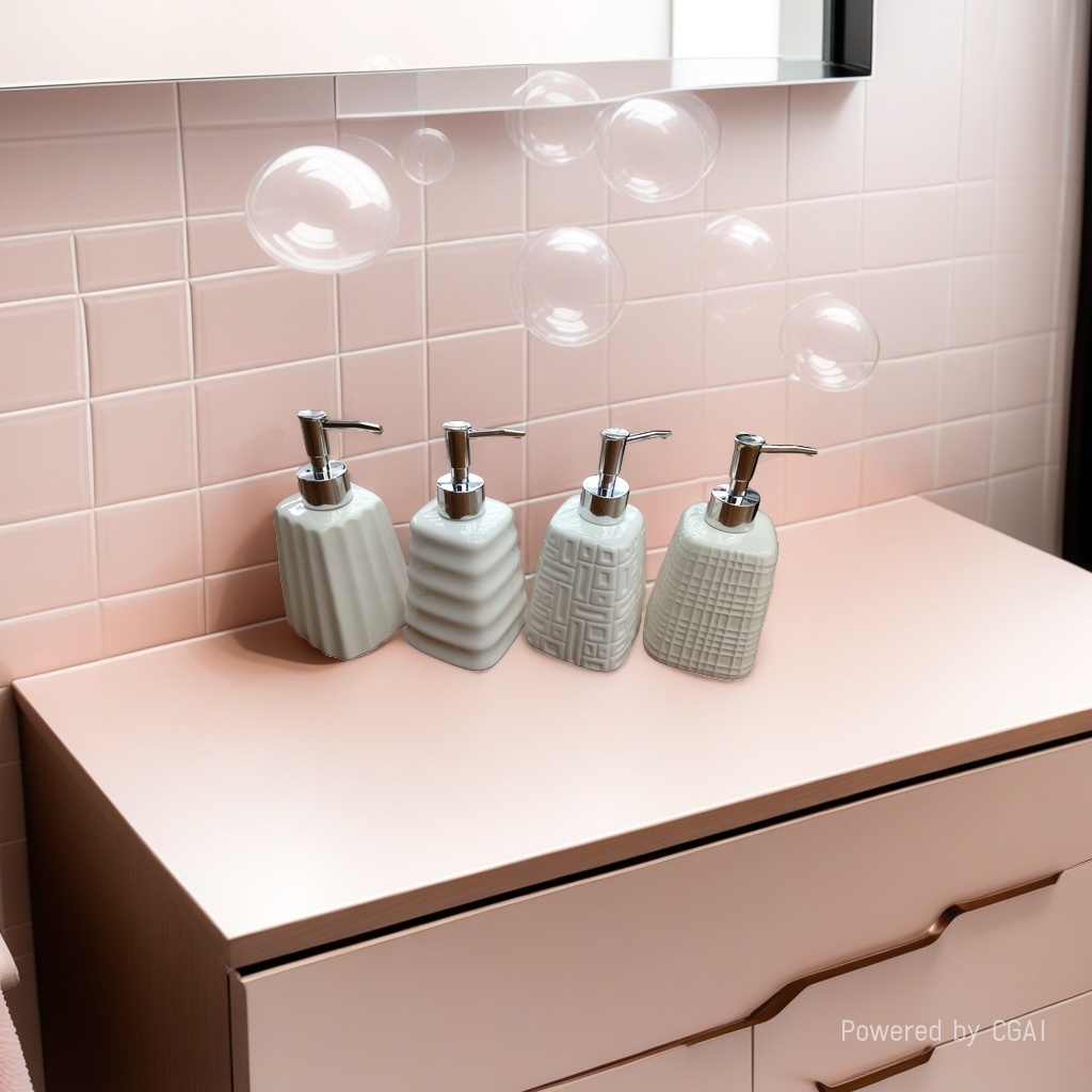 Press-type hand sanitizer bottle, plastic foaming device, hotel bathroom, high-end feel, high appearance level, portable portioning bottle details Picture
