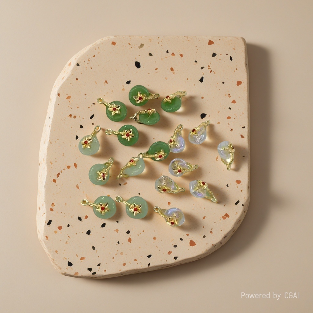 diy jewelry, new Chinese-style imitation jade alloy jade-inlaid pendant accessories, handcrafted necklaces, bracelets, pendants, and pendants