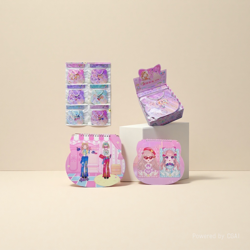 Children's dress-up sticker bracelet book, pink cartoon girl Hongxing sticker paper Specification image
