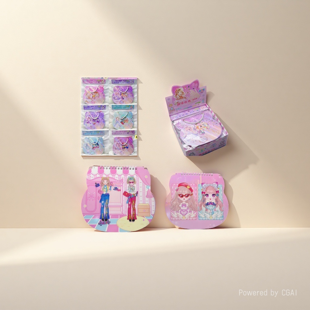 Children's dress-up sticker bracelet book, pink cartoon girl Hongxing sticker paper details Picture