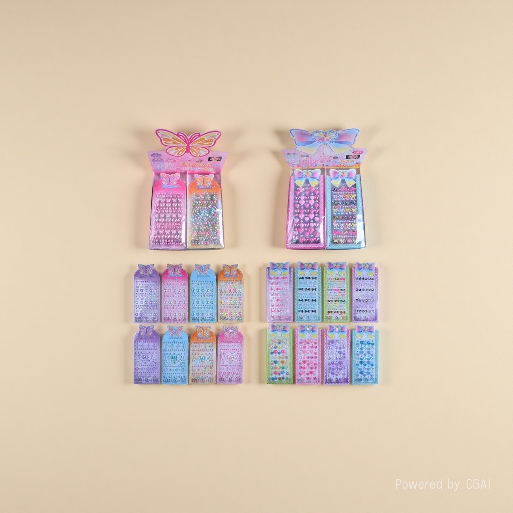 MKX Butterfly-shaped colored Diamond Sticker Set Box, Hongxing Sticker Paper Specification image