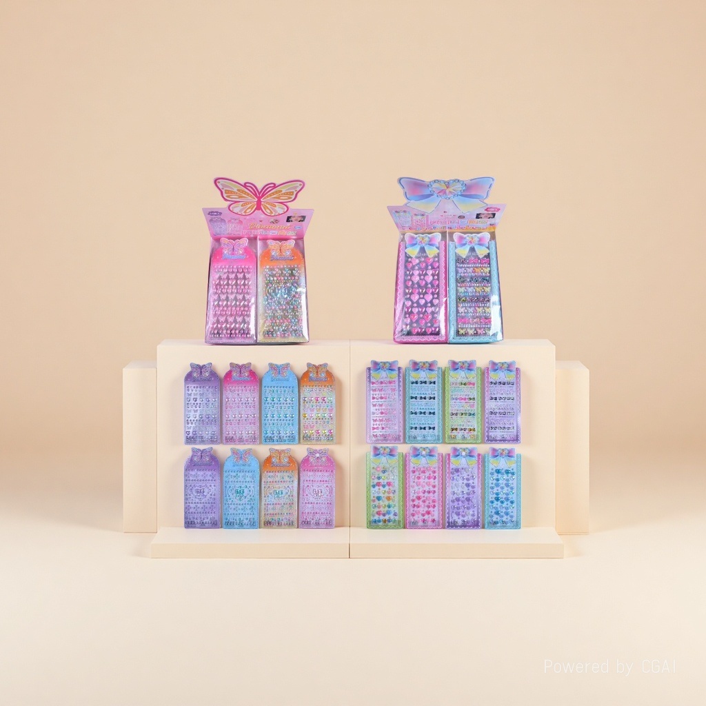 MKX Butterfly-shaped colored Diamond Sticker Set Box, Hongxing Sticker Paper