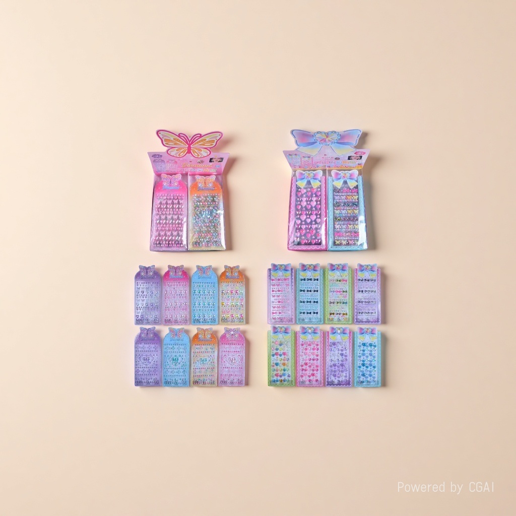 MKX Butterfly-shaped colored Diamond Sticker Set Box, Hongxing Sticker Paper details Picture