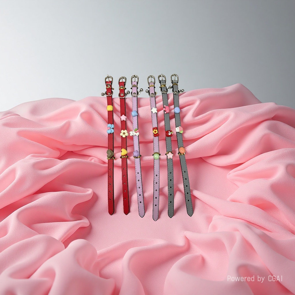 Pink pet collar set, pet necklace accessory, fashionable pet collar, pet accessory, pet necklace, pet collar accessory 140636697 Specification image