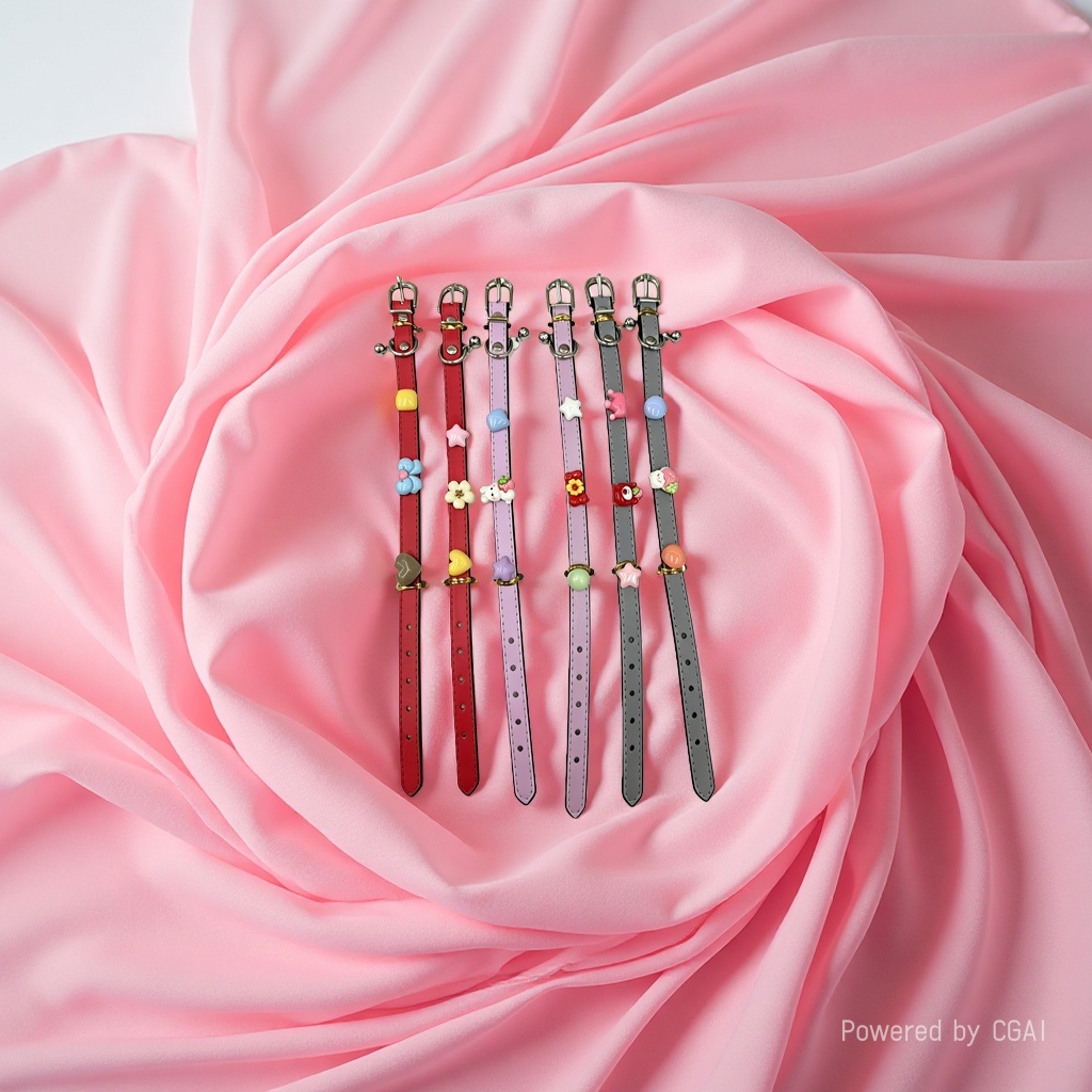 Pink pet collar set, pet necklace accessory, fashionable pet collar, pet accessory, pet necklace, pet collar accessory 140636697 Application Scenario