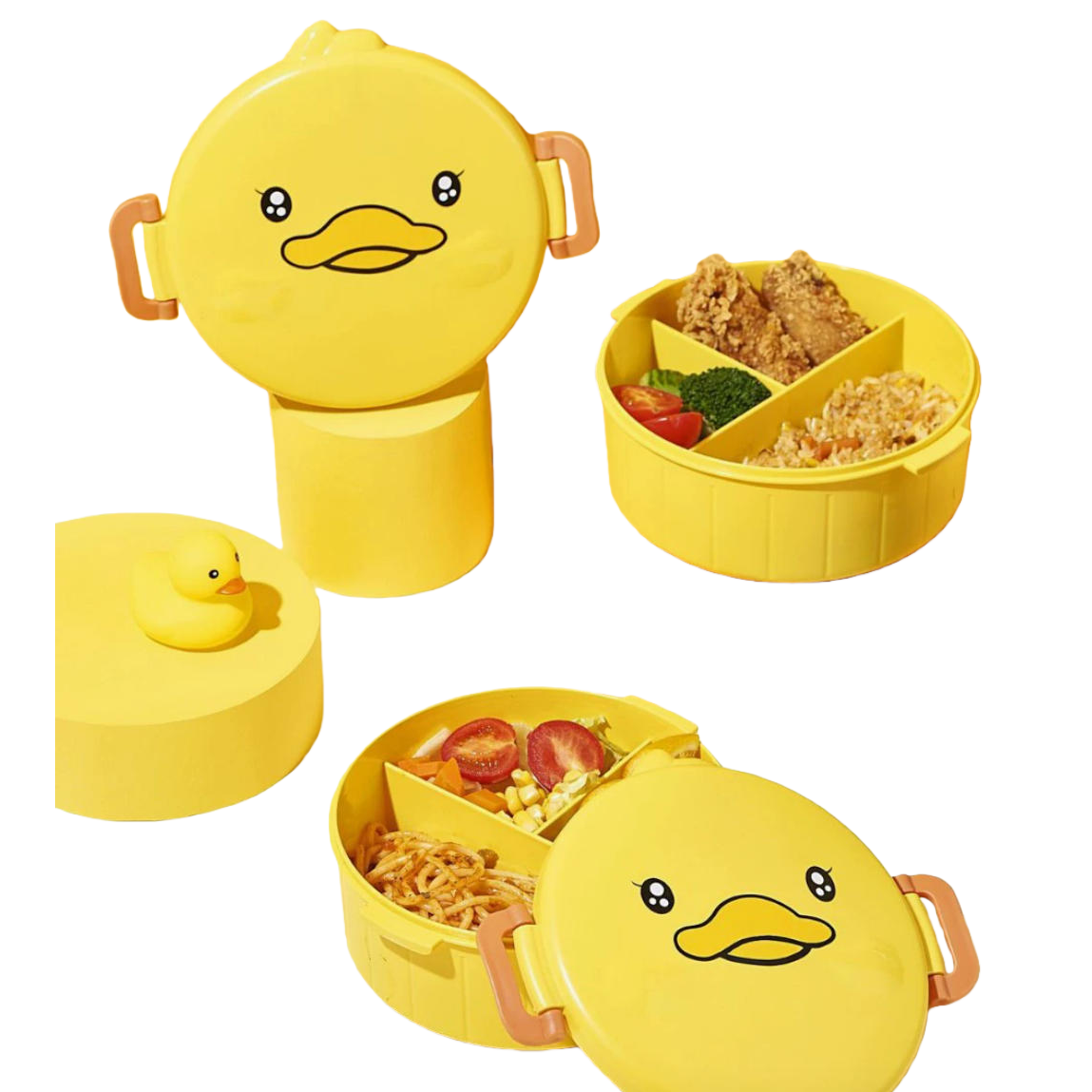 Yellow duck-shaped children's lunch box set, baby clothing, strapless student short vest, halter top, children's underwear Item Picture