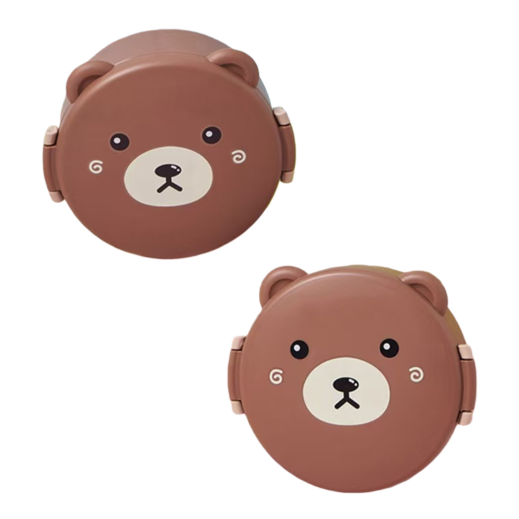 Bear Cartoon portable lunch box set, large capacity bento box, student outdoor cute water bottle, lunch box with tableware Item Picture