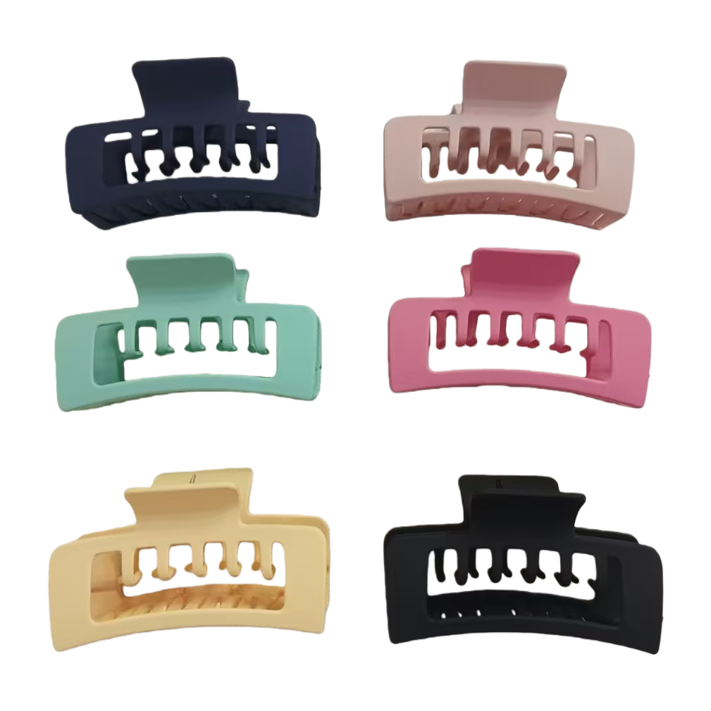 A large acrylic square banana shark clip, grab clip and hairpin all-in-one curling tool Item Picture