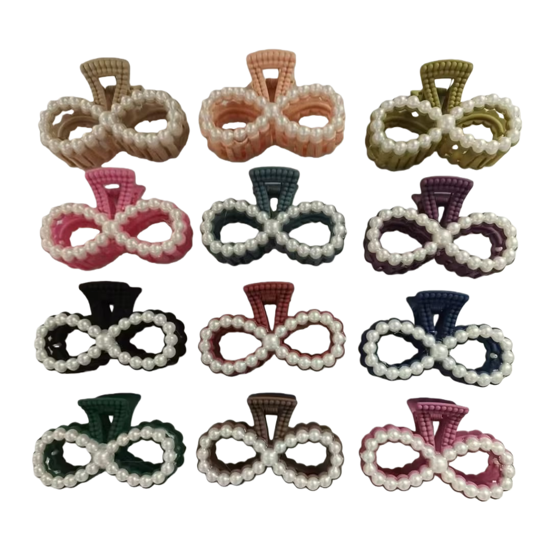 Pearl bow decorated hair clips, banana clips, shark clips and scratch clips are fashionable and versatile Item Picture