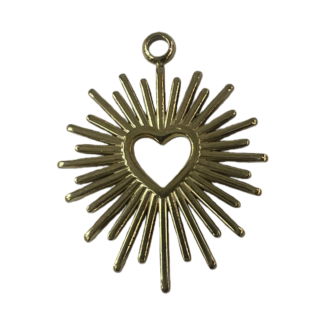 Golden Sun Heart Bell pendant, golden pendant necklace accessory, anti-allergy, light luxury style Item Picture