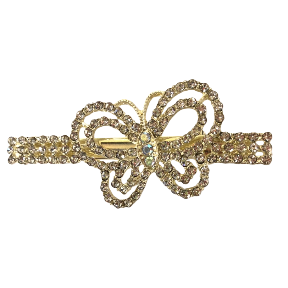 Golden diamond-encrusted bow shell hair band Hanfu hair accessory hair clip Item Picture