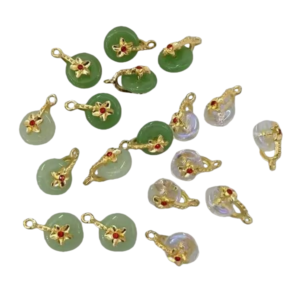 diy jewelry, new Chinese-style imitation jade alloy jade-inlaid pendant accessories, handcrafted necklaces, bracelets, pendants, and pendants Item Picture