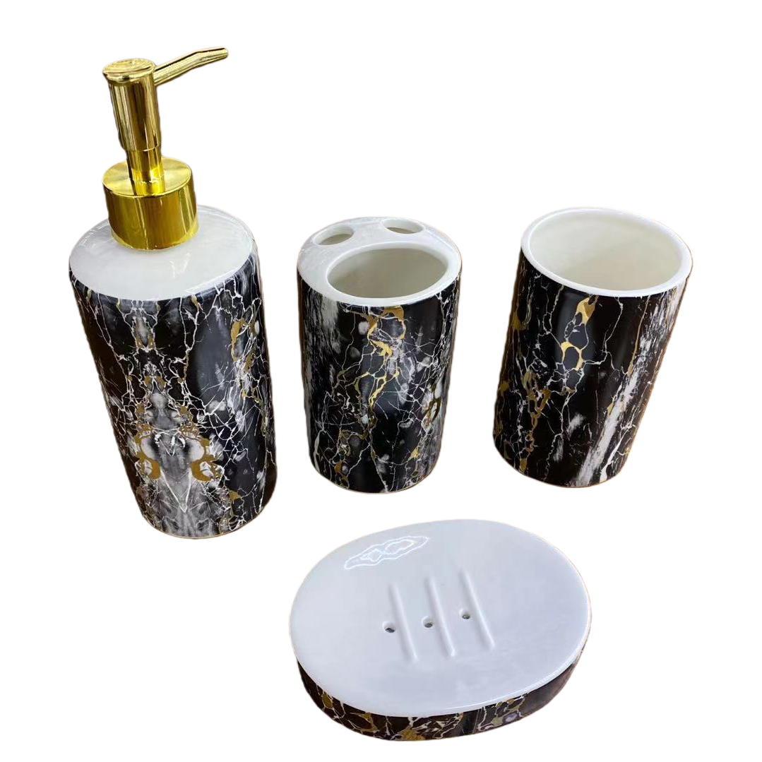 Bathroom mouthwash cup, marble three-piece set, light luxury bathroom, bathroom washbasin set, toothache cup, brushing cup Item Picture
