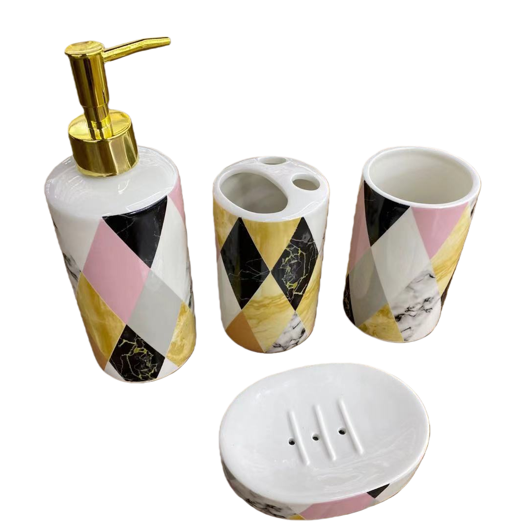 浴室套件/陶瓷卫浴四件套/日用品/马桶垫子/百货家居用品白底实物图