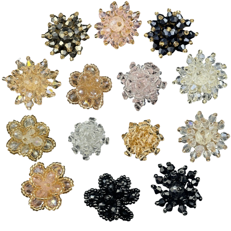 花朵形状珍珠散珠水晶玻璃琉璃珠手工串装饰品