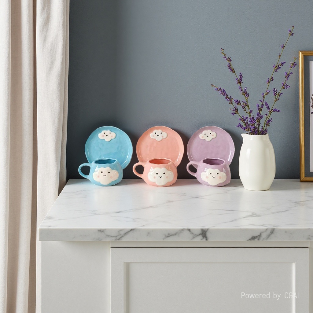 Cute mugs, high appearance level water cups with LIDS, funny ghost ceramic cups for girls, birthday gifts for Halloween pic 2