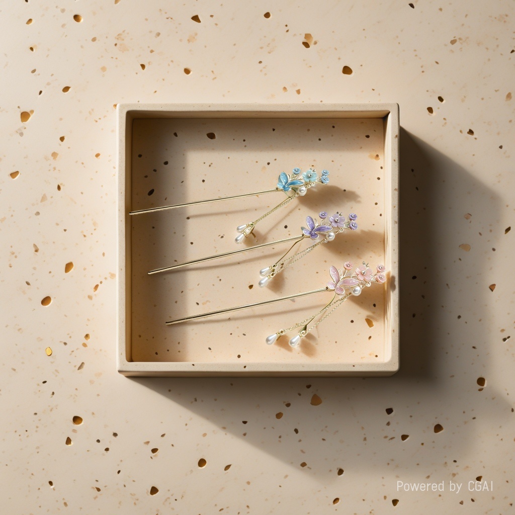 Romantic cherry blossom hairpins for women, new Chinese-style ancient-style accessories, Hanfu, walking hairpins, tassels, hair accessories, headwear, hairpins and other accessories