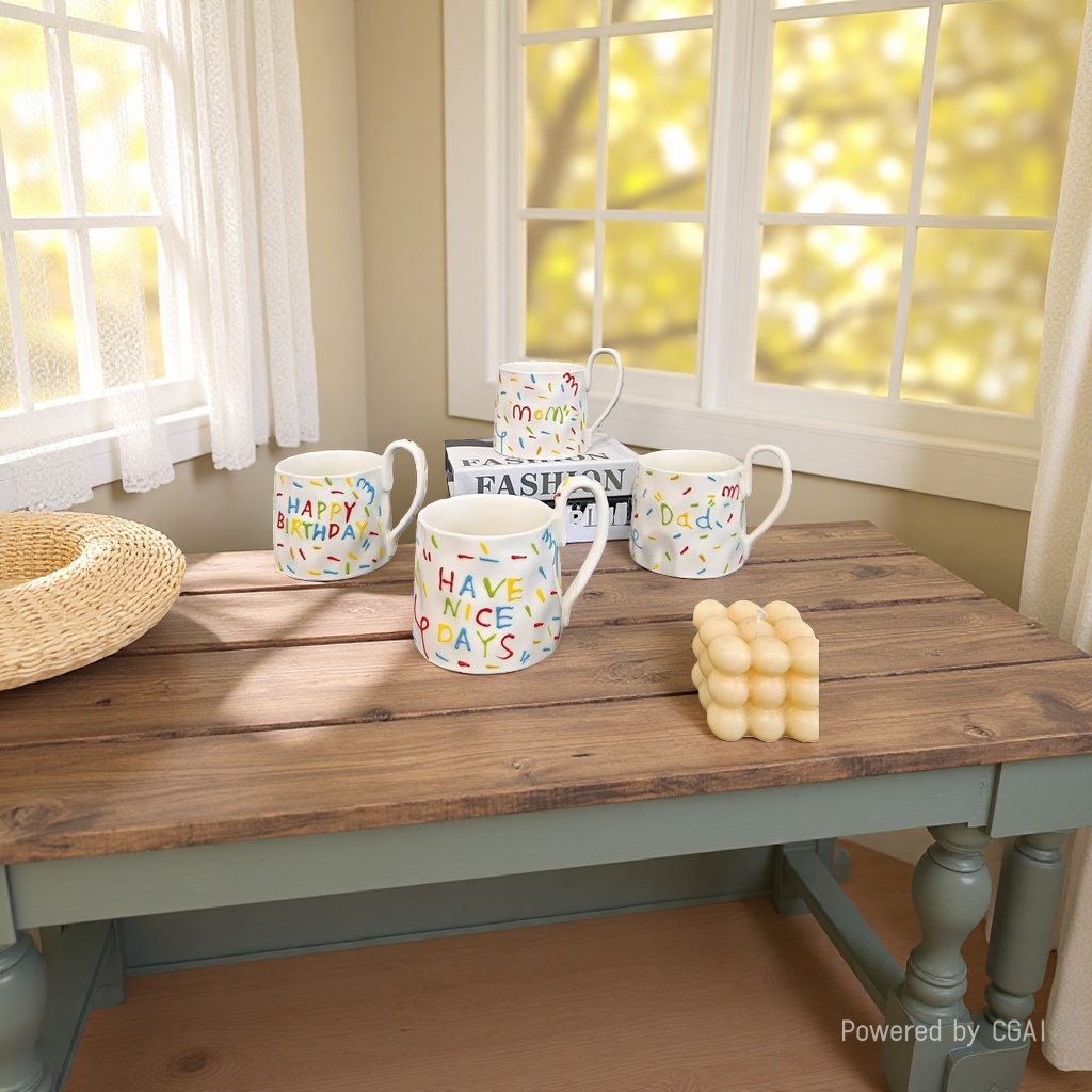 Cross-border ceramic sugar needle breakfast cups, ceramic mugs, embossed three-dimensional sugar needle milk cups, ceramic painted coffee cups Application Scenario