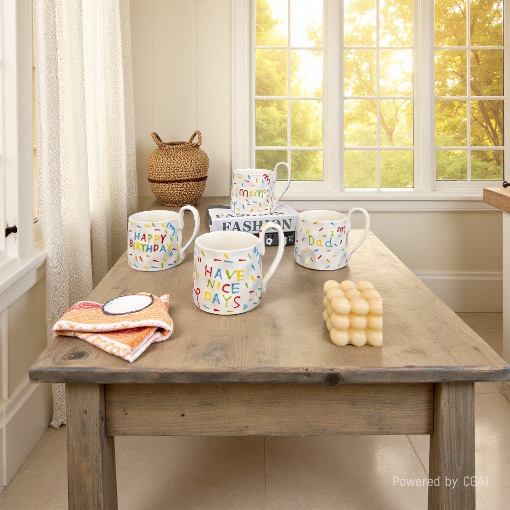 Cross-border ceramic sugar needle breakfast cups, ceramic mugs, embossed three-dimensional sugar needle milk cups, ceramic painted coffee cups