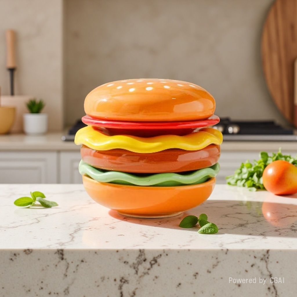 High appearance level, cute burger shape, ceramic children's creative seasoning, snack seasoning dish, soy sauce, household vegetable dish, flavor dish