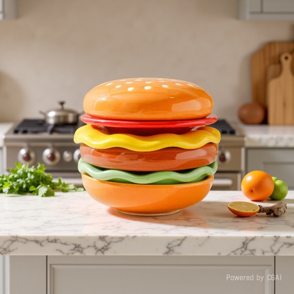 High appearance level, cute burger shape, ceramic children's creative seasoning, snack seasoning dish, soy sauce, household vegetable dish, flavor dish details Picture