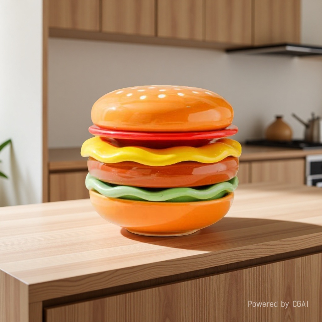 High appearance level, cute burger shape, ceramic children's creative seasoning, snack seasoning dish, soy sauce, household vegetable dish, flavor dish Application Scenario