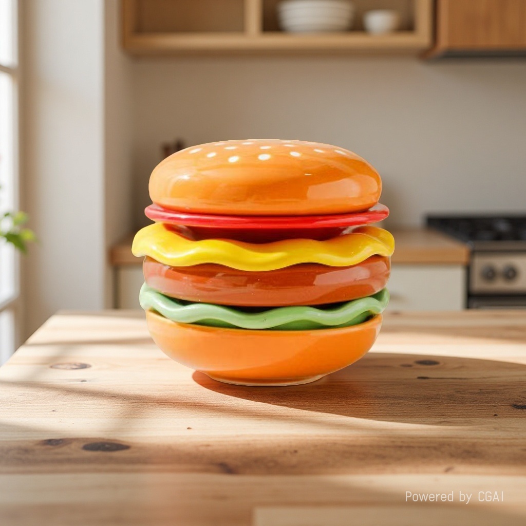High appearance level, cute burger shape, ceramic children's creative seasoning, snack seasoning dish, soy sauce, household vegetable dish, flavor dish Specification image