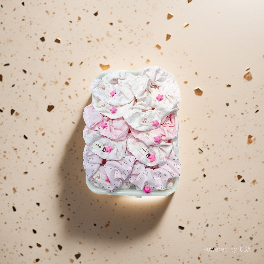 The pink large intestine hair ring accessory is sweet and cute Application Scenario