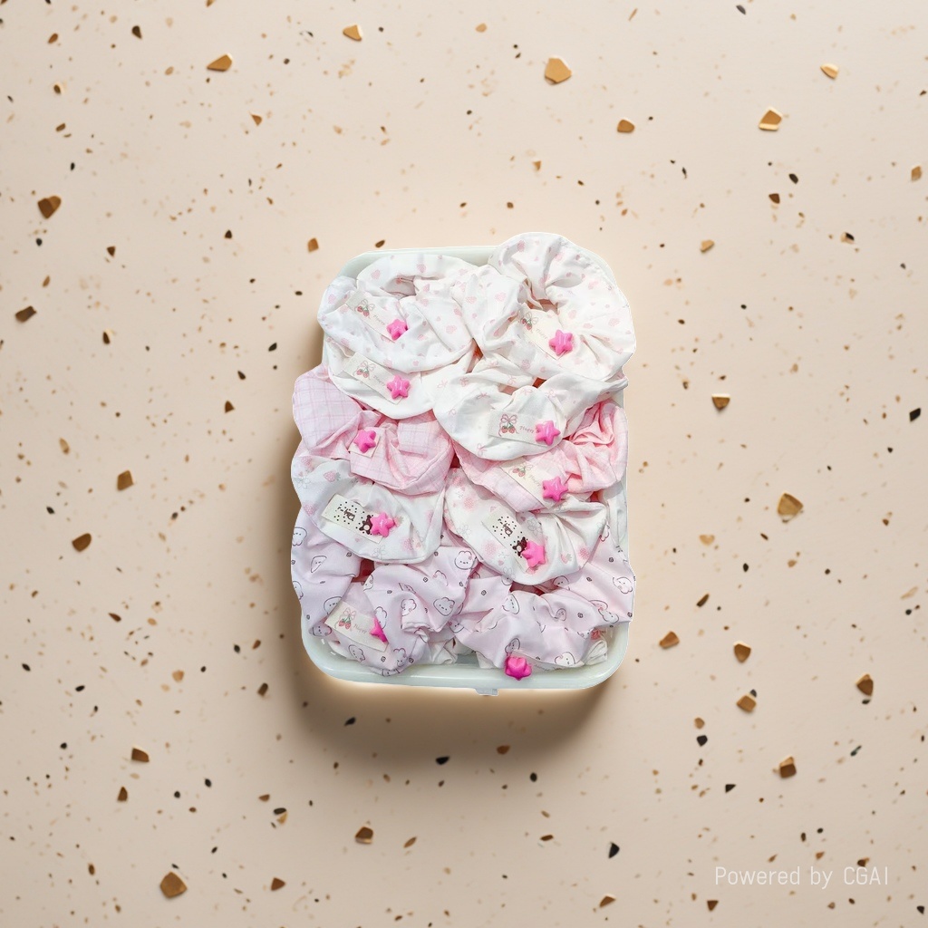 The pink large intestine hair ring accessory is sweet and cute