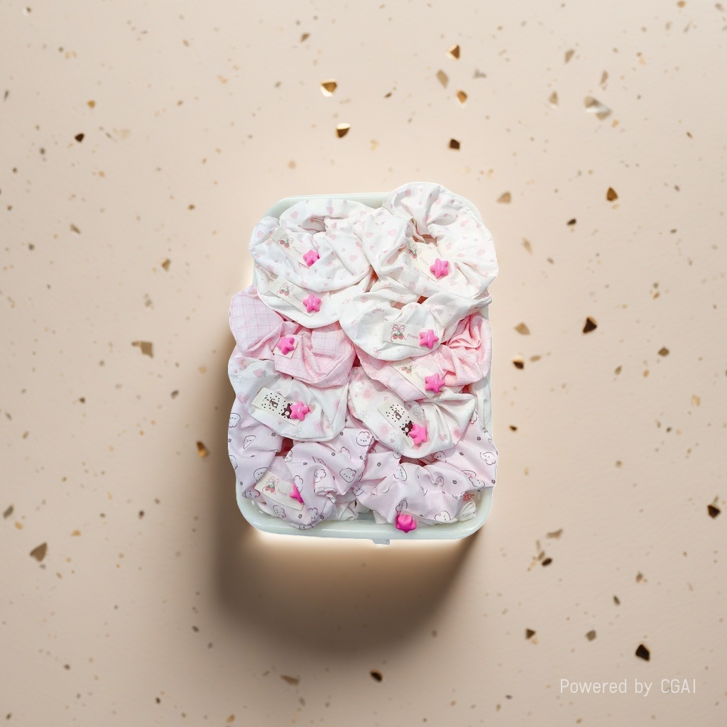 The pink large intestine hair ring accessory is sweet and cute Specification image