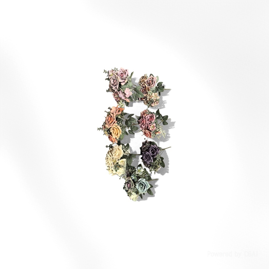 玫瑰小熊颈花发圈配扶桑鲜切花束 花卉装饰头饰礼赠