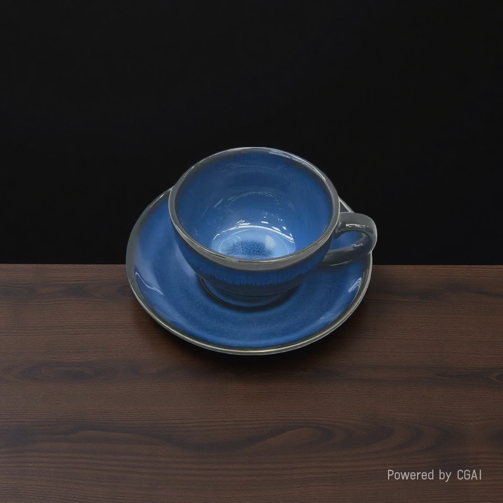 Blue ceramic Turkish teacup with saucer and green tea water cup with leak-proof design Specification image