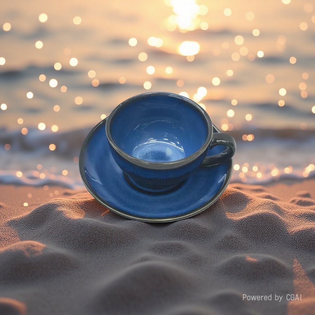 Blue ceramic Turkish teacup with saucer and green tea water cup with leak-proof design Application Scenario