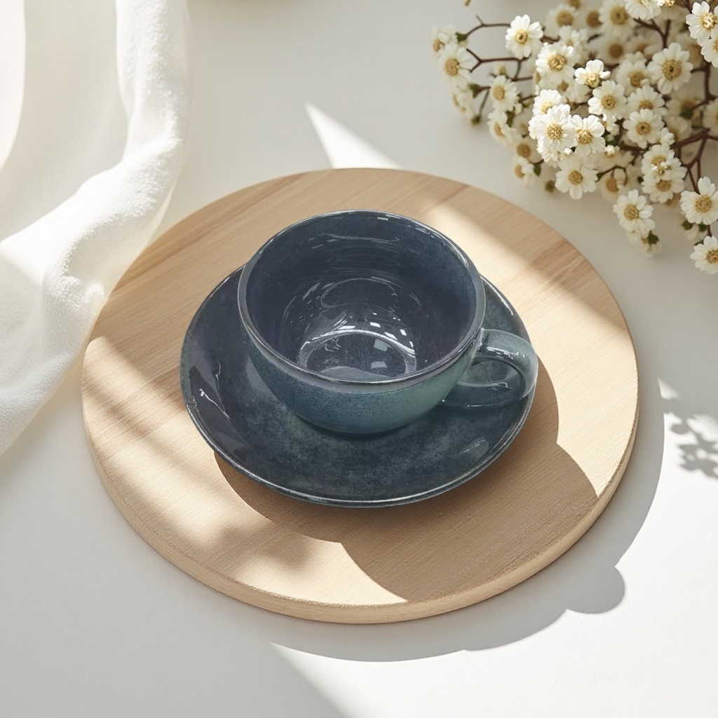 The Jingdezhen ceramic dark blue coffee cup set with saucers and insulated coffee cups is selling well across borders Item Picture
